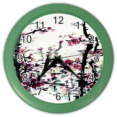 Pink Flower Ink Painting Art Color Wall Clocks by BangZart