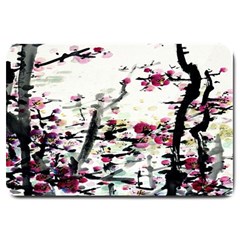 Pink Flower Ink Painting Art Large Doormat  by BangZart