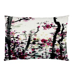 Pink Flower Ink Painting Art Pillow Case