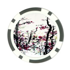 Pink Flower Ink Painting Art Poker Chip Card Guard (10 Pack) by BangZart