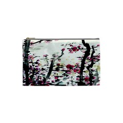 Pink Flower Ink Painting Art Cosmetic Bag (small)  by BangZart