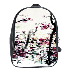 Pink Flower Ink Painting Art School Bags(large)  by BangZart