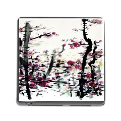 Pink Flower Ink Painting Art Memory Card Reader (square) by BangZart