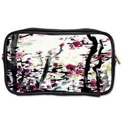 Pink Flower Ink Painting Art Toiletries Bags by BangZart