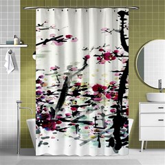 Pink Flower Ink Painting Art Shower Curtain 48  X 72  (small)  by BangZart