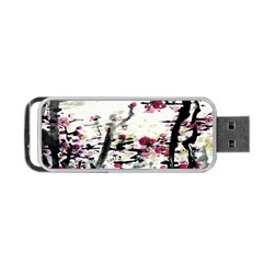 Pink Flower Ink Painting Art Portable Usb Flash (one Side) by BangZart