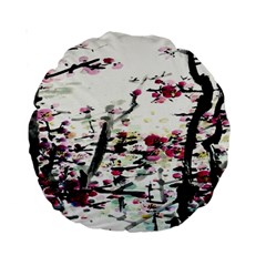 Pink Flower Ink Painting Art Standard 15  Premium Round Cushions by BangZart