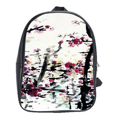 Pink Flower Ink Painting Art School Bags (xl)  by BangZart