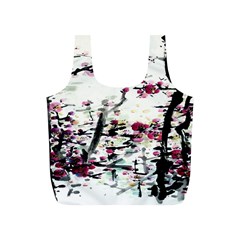 Pink Flower Ink Painting Art Full Print Recycle Bags (s)  by BangZart