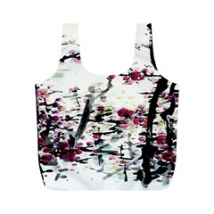 Pink Flower Ink Painting Art Full Print Recycle Bags (m)  by BangZart