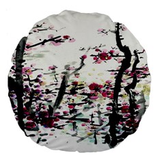 Pink Flower Ink Painting Art Large 18  Premium Flano Round Cushions by BangZart