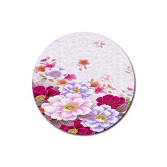 Sweet Flowers Rubber Coaster (round)  by BangZart