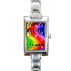 Colorful Vertical Lines Rectangle Italian Charm Watch by BangZart