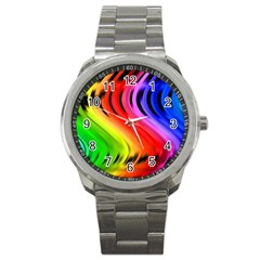 Colorful Vertical Lines Sport Metal Watch by BangZart