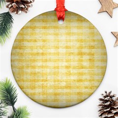 Spring Yellow Gingham Ornament (round) by BangZart