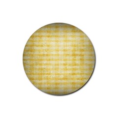 Spring Yellow Gingham Rubber Round Coaster (4 Pack)  by BangZart