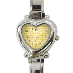 Spring Yellow Gingham Heart Italian Charm Watch by BangZart