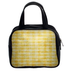 Spring Yellow Gingham Classic Handbags (2 Sides) by BangZart