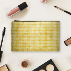 Spring Yellow Gingham Cosmetic Bag (medium)  by BangZart