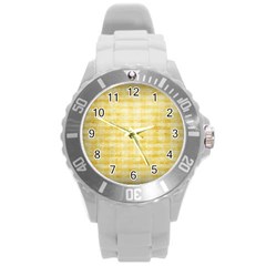 Spring Yellow Gingham Round Plastic Sport Watch (l) by BangZart