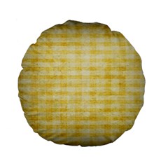 Spring Yellow Gingham Standard 15  Premium Flano Round Cushions by BangZart