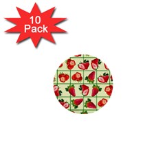 Strawberries Pattern 1  Mini Buttons (10 Pack)  by SuperPatterns