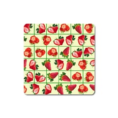 Strawberries Pattern Square Magnet by SuperPatterns