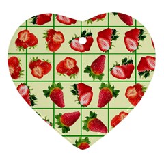 Strawberries Pattern Heart Ornament (two Sides) by SuperPatterns