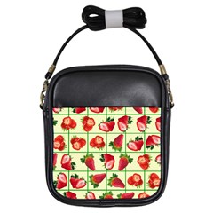 Strawberries Pattern Girls Sling Bags by SuperPatterns