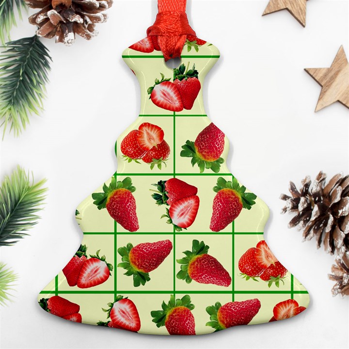 Strawberries Pattern Christmas Tree Ornament (Two Sides)