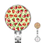 Strawberries Pattern Stainless Steel Nurses Watch Front