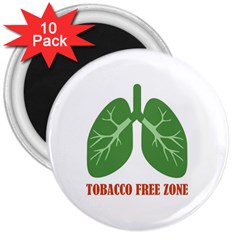 Tobacco Free Zone 3  Magnets (10 Pack)  by linceazul