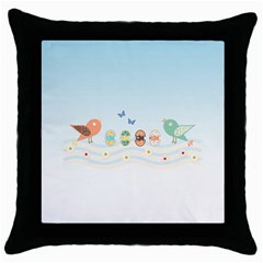 Cute Birds Throw Pillow Case (black) by linceazul