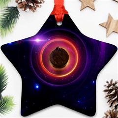 The Little Astronaut On A Tiny Fractal Planet Ornament (star) by jayaprime