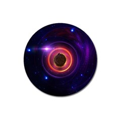 The Little Astronaut On A Tiny Fractal Planet Magnet 3  (round) by jayaprime