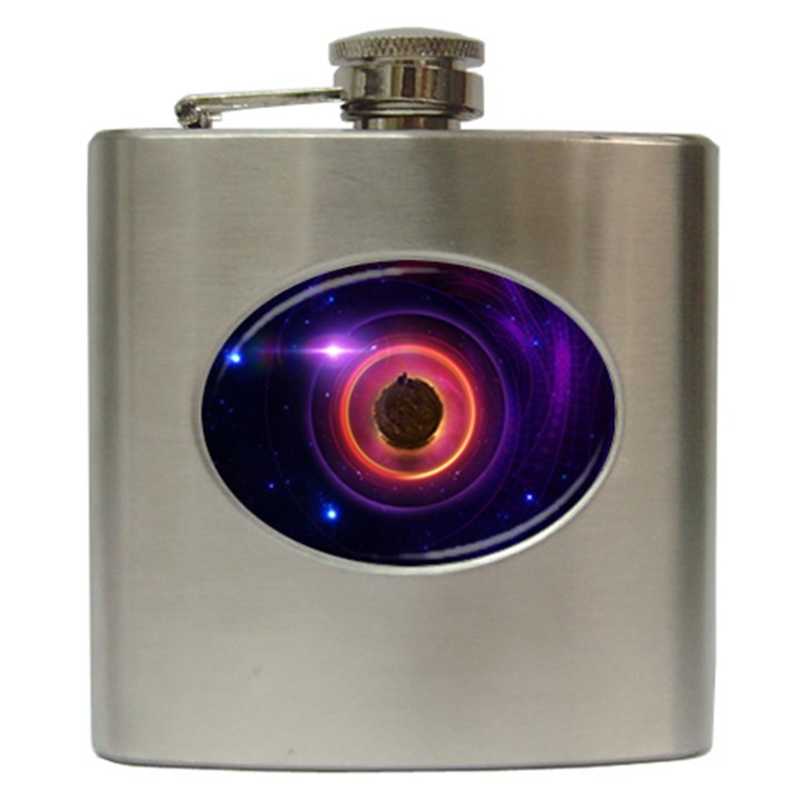 The Little Astronaut on a Tiny Fractal Planet Hip Flask (6 oz)