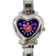 The Little Astronaut On A Tiny Fractal Planet Heart Italian Charm Watch by jayaprime