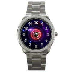 The Little Astronaut On A Tiny Fractal Planet Sport Metal Watch by jayaprime