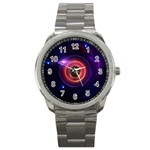 The Little Astronaut on a Tiny Fractal Planet Sport Metal Watch Front