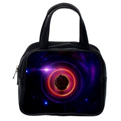 The Little Astronaut On A Tiny Fractal Planet Classic Handbags (one Side) by jayaprime