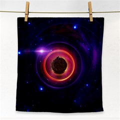 The Little Astronaut On A Tiny Fractal Planet Face Towel by jayaprime