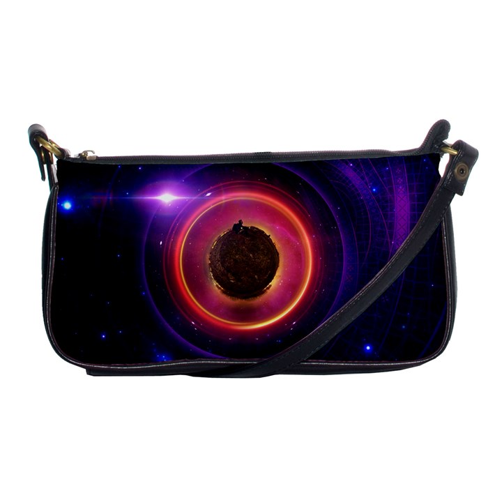 The Little Astronaut on a Tiny Fractal Planet Shoulder Clutch Bags