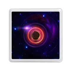 The Little Astronaut On A Tiny Fractal Planet Memory Card Reader (square)  by jayaprime