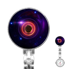 The Little Astronaut On A Tiny Fractal Planet Stainless Steel Nurses Watch by jayaprime