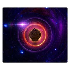 The Little Astronaut On A Tiny Fractal Planet Double Sided Flano Blanket (small)  by jayaprime