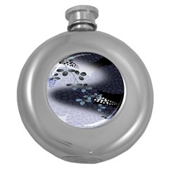 Abstract Black And Gray Tree Round Hip Flask (5 Oz) by BangZart