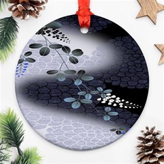 Abstract Black And Gray Tree Round Ornament (two Sides) by BangZart