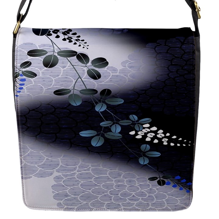 Abstract Black And Gray Tree Flap Messenger Bag (S)