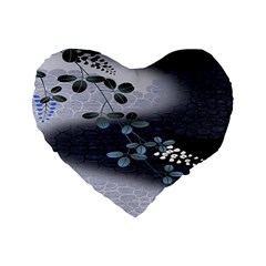 Abstract Black And Gray Tree Standard 16  Premium Flano Heart Shape Cushions by BangZart