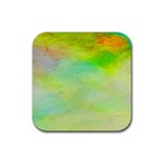 Abstract Yellow Green Oil Rubber Coaster (Square)  Front